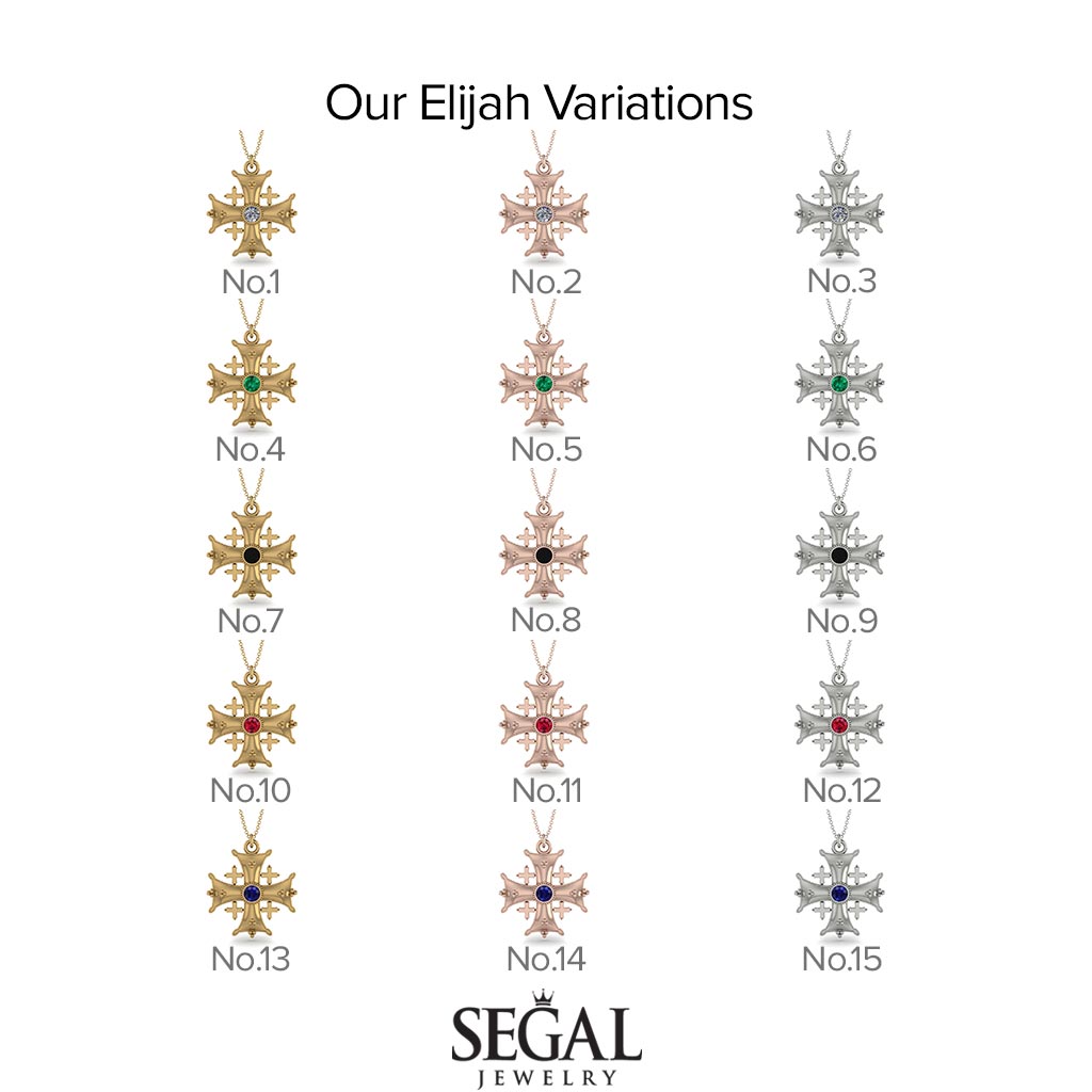 Jerusalem Black Diamond Cross Necklace - Elijah No. 7