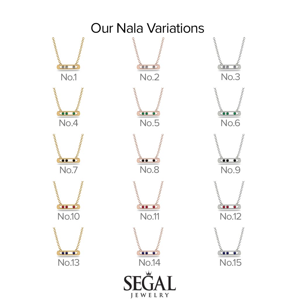 3 Diamond Stone Bar Necklace - Nala No. 2