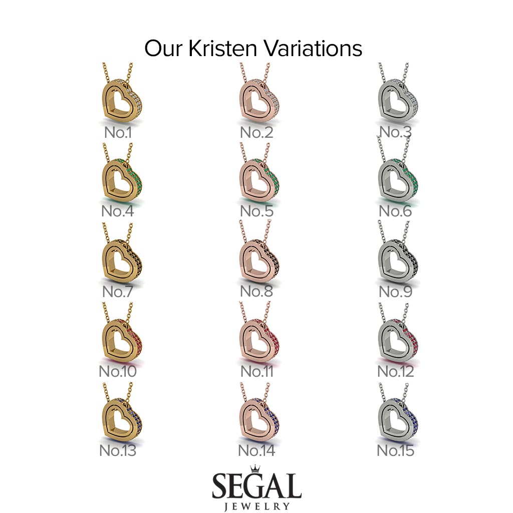 Hidden Sapphires Heart Pendant - Kristen No. 14