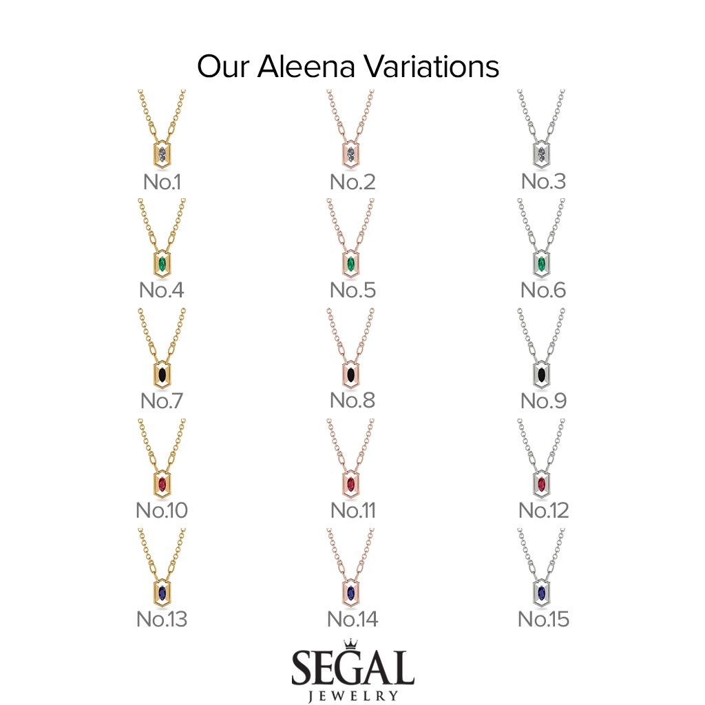 Marquise Black Diamond Geometrical Necklace - Aleena No. 8