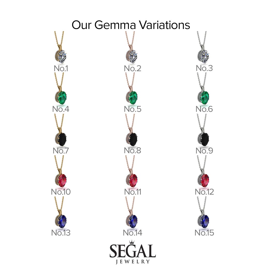 Oval Black Diamond Hidden Halo Necklace - Gemma No. 24