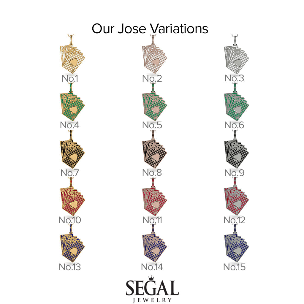 Royal Flush Poker Black Diamond Necklace - Jose No. 8