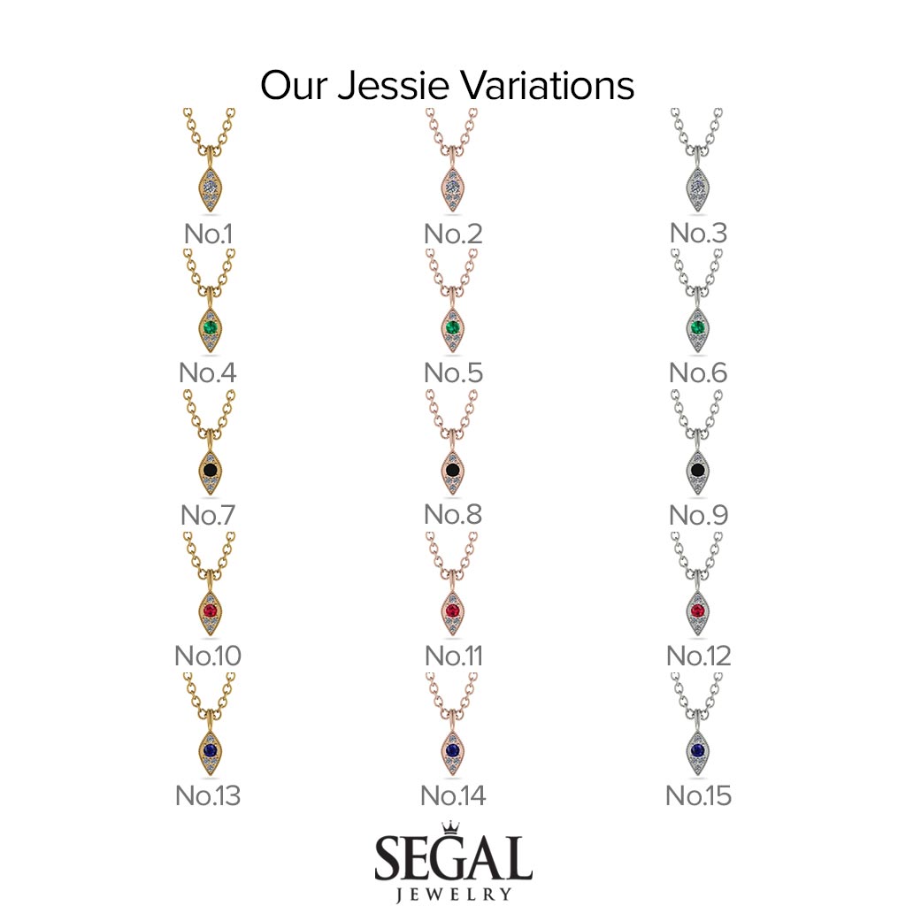 Milgrain Black Diamond Necklace - Jessie No. 37