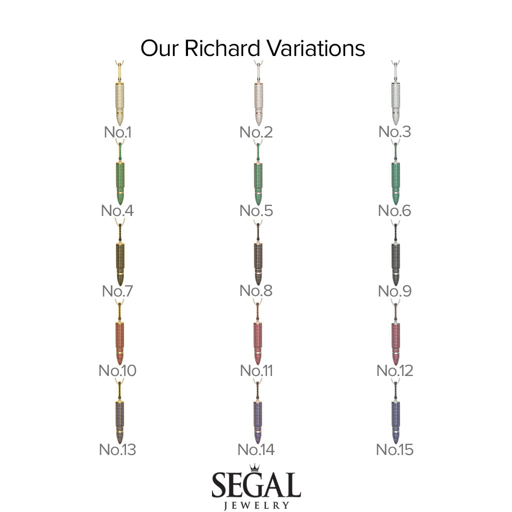 Men Bullet Emerald Pendant - Richard No. 4