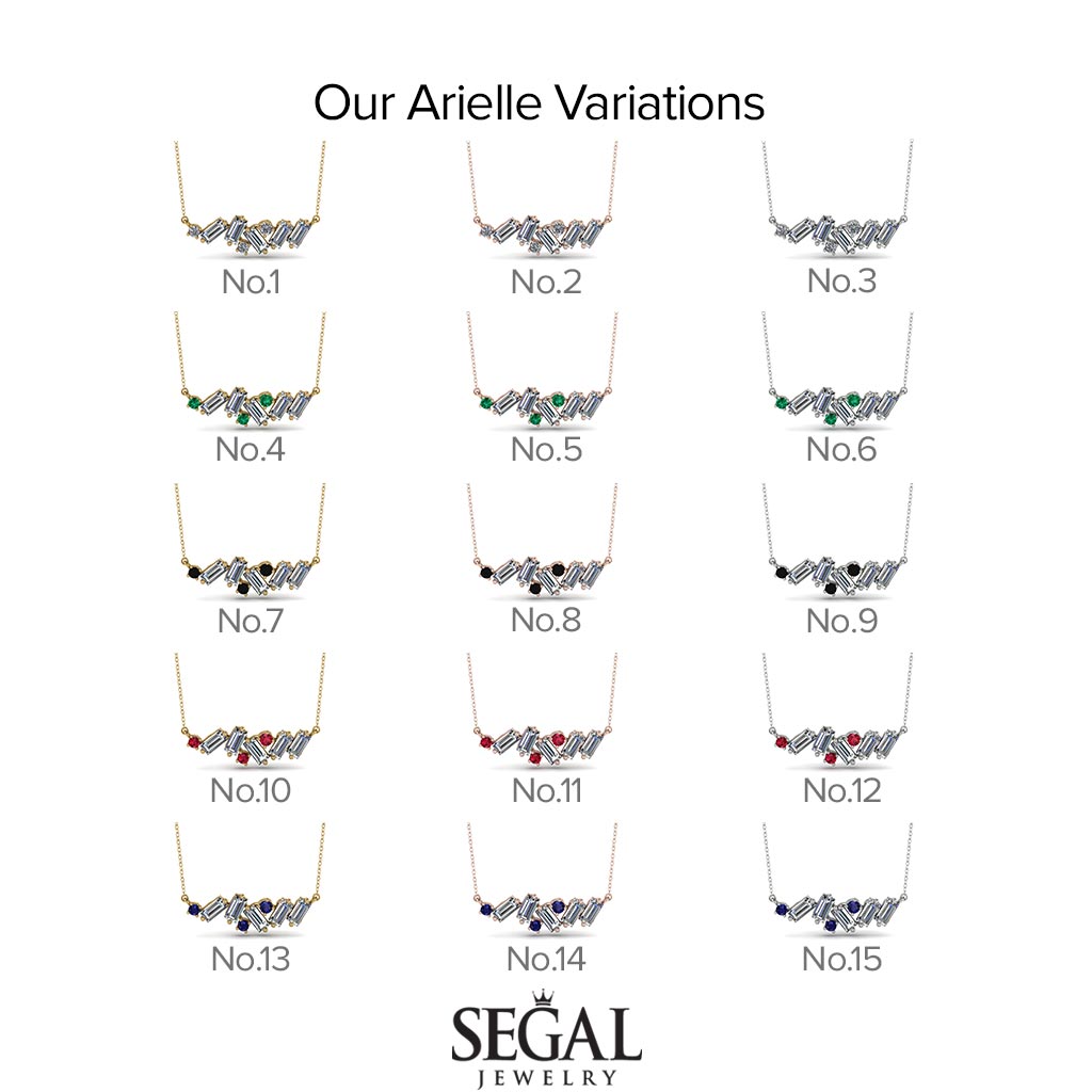 Baguette Black Diamond Necklace - Arielle No. 7