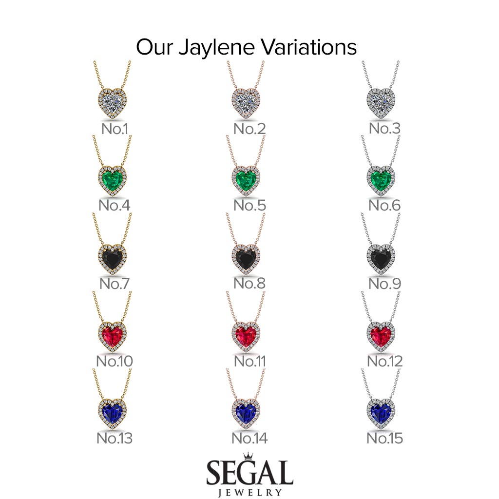 4.7Ct Black Diamond Halo Heart Necklace - Jaylene No. 54