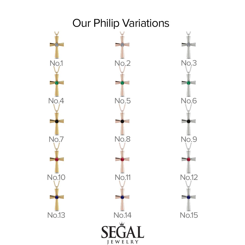 Minimalist Emerald Cross Necklace - Philip No. 4