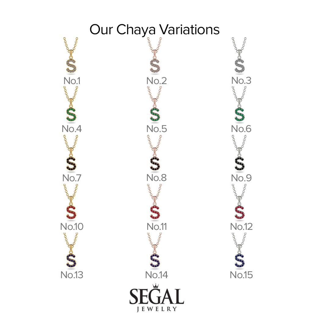 Inital Black Diamond Necklace - Chaya No. 9