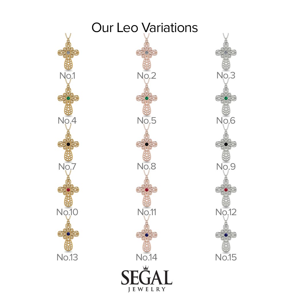 Unique Glam Sapphire Cross Necklace - Leo No. 15