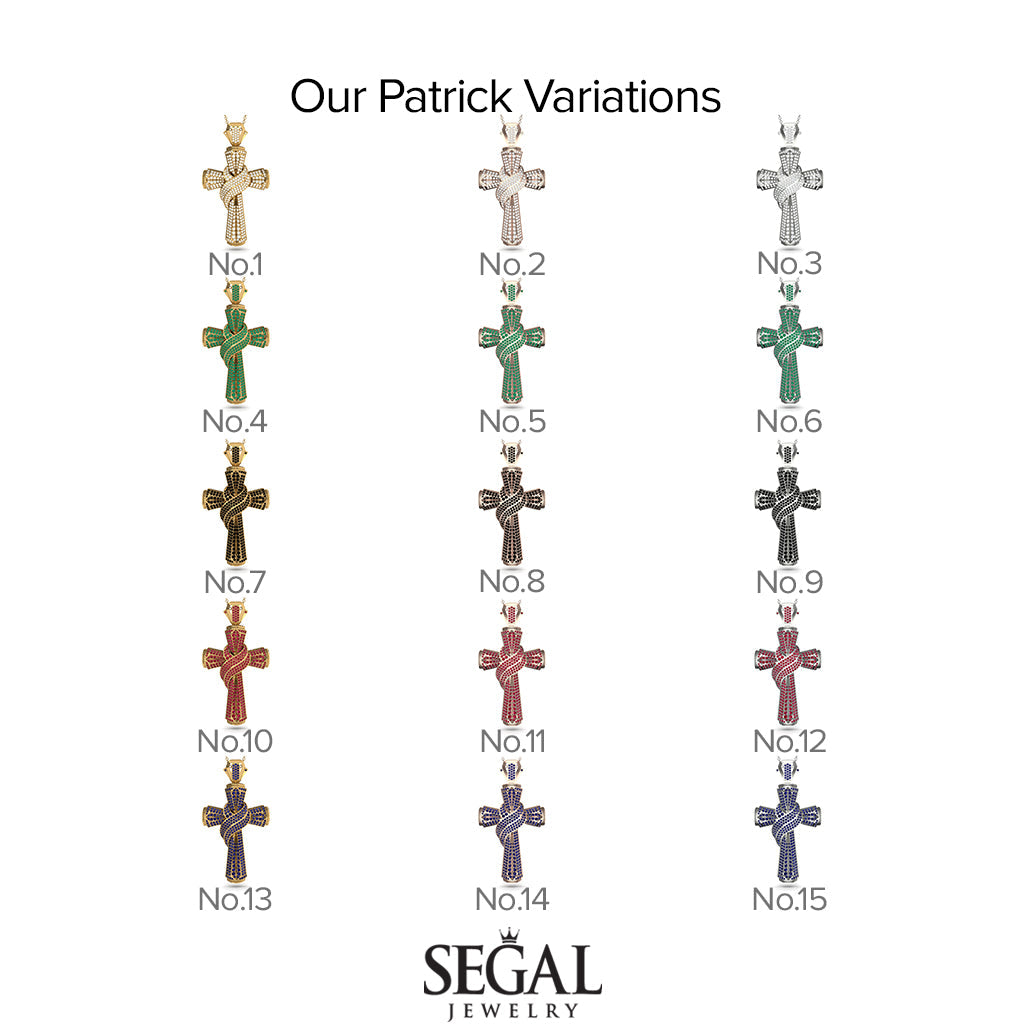 Unique Swirling Emerald Cross Pendant - Patrick No. 5