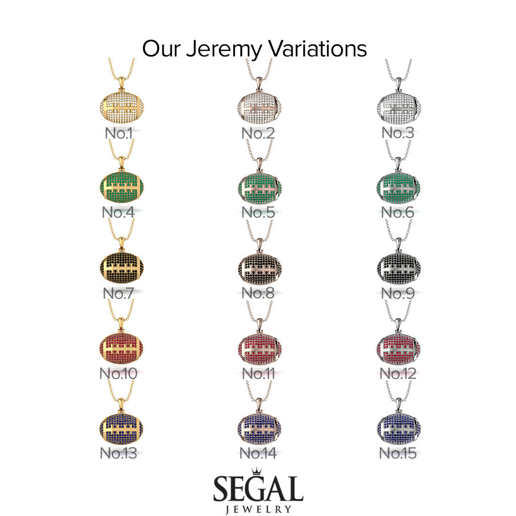 American Football Emerald Necklace - Jeremy No. 6