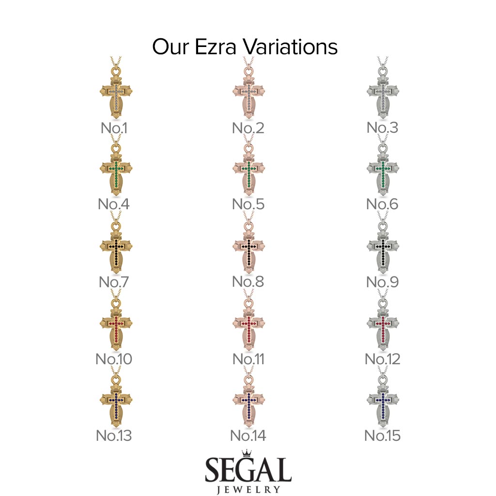 Unique Halo Cross Sapphire Necklace - Ezra No. 15