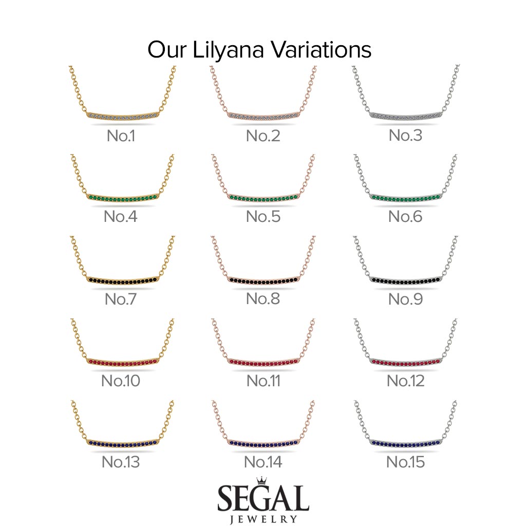 Gold Black Diamond Necklace Bar - Lilyana No. 8