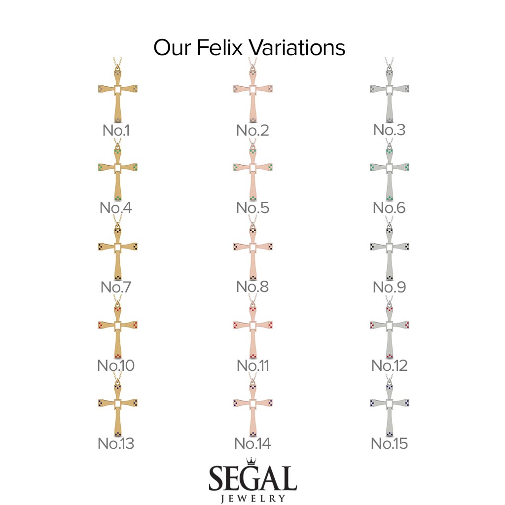 Two Parts Sapphire Cross Necklace - Felix No. 13