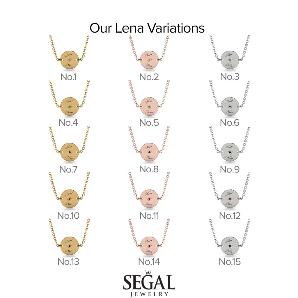 Personalised Round Black Diamond Necklace - Lena No. 8