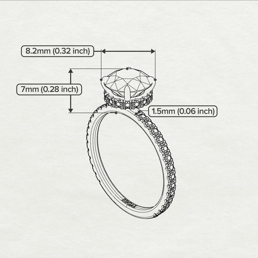 Hidden Diamond Round Sapphire Cat Claw Engagement Ring - Aurora No. 73