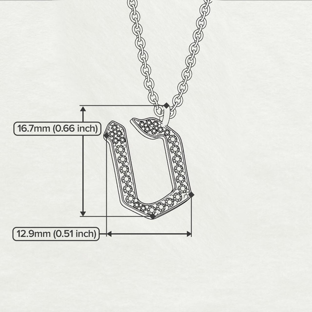 Tet - Hebrew Alef-Bet letter diamond Necklace - Tet letter