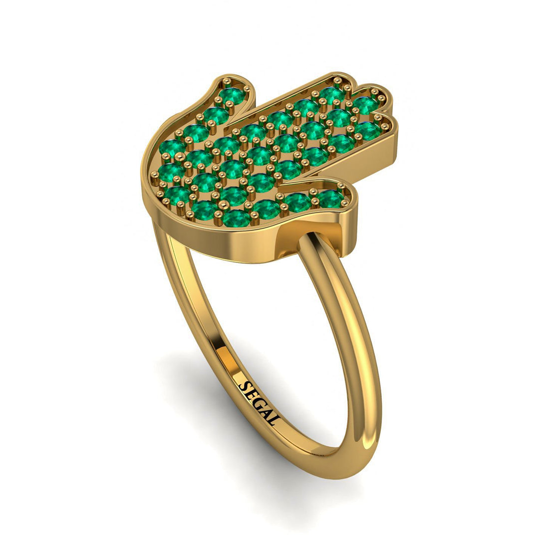 Emerald Pave Hamsah Ring - Maeve No. 4