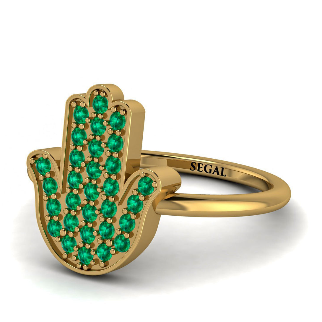 Emerald Pave Hamsah Ring - Maeve No. 4