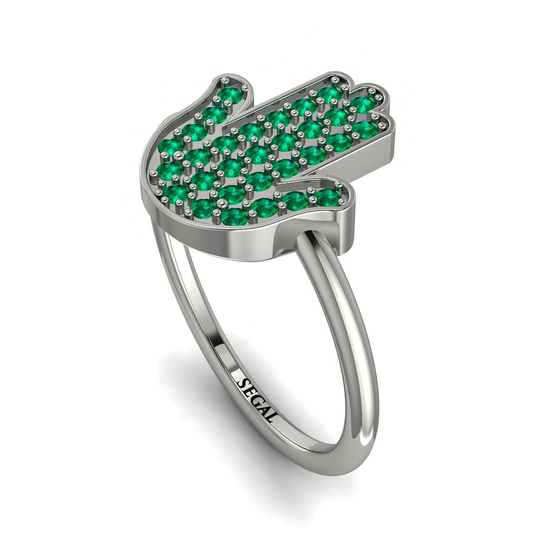 Emerald Pave Hamsah Ring - Maeve No. 6