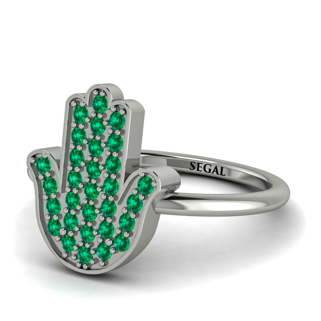 Emerald Pave Hamsah Ring - Maeve No. 6