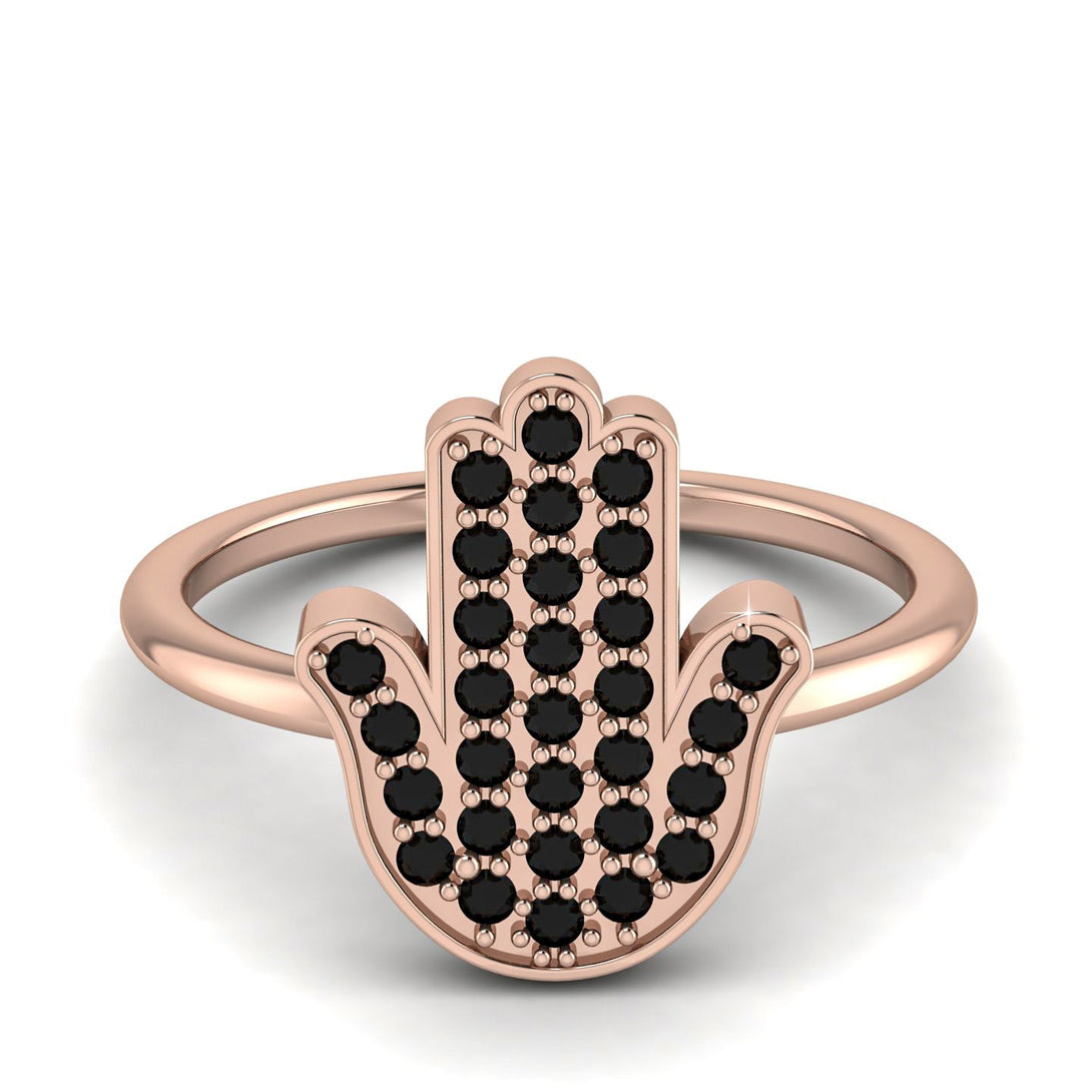 Black Diamond Pave Hamsa Ring - Maeve No. 8