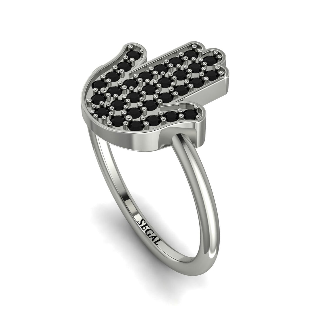 Black Diamond Pave Hamsa Ring - Maeve No. 9