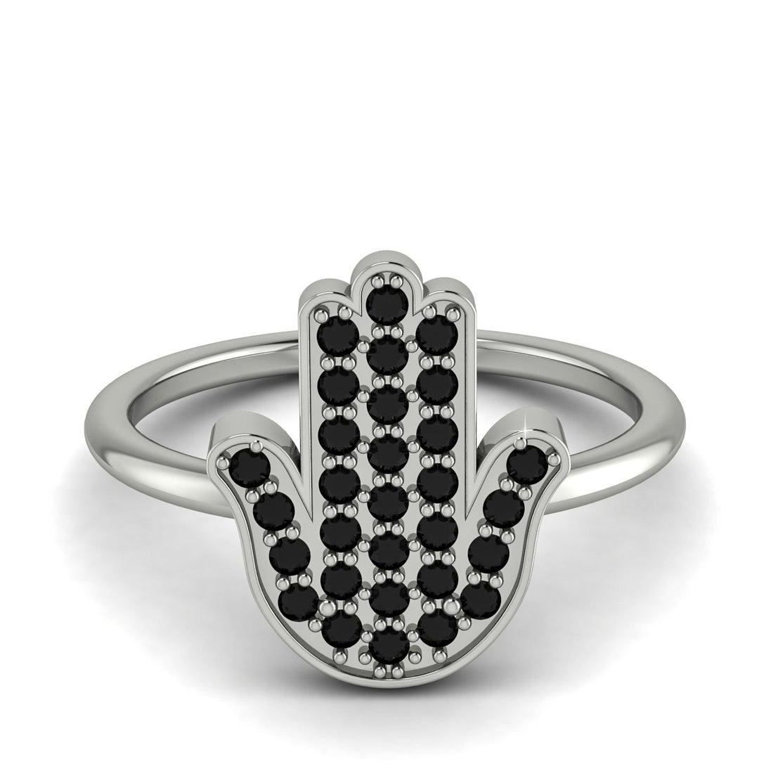 Black Diamond Pave Hamsa Ring - Maeve No. 9