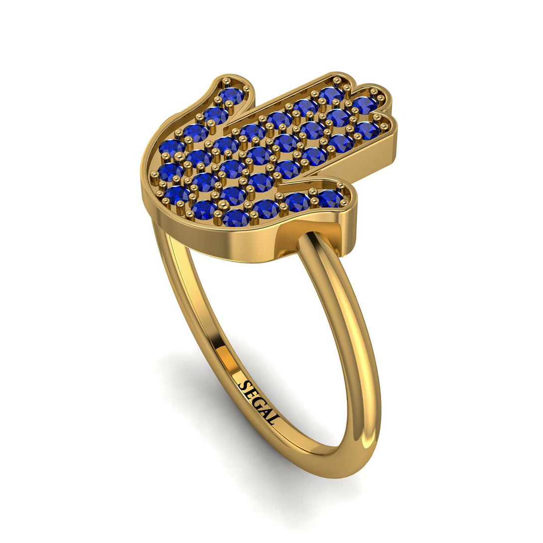 Sapphire Pave Hamsah Ring - Maeve No. 13