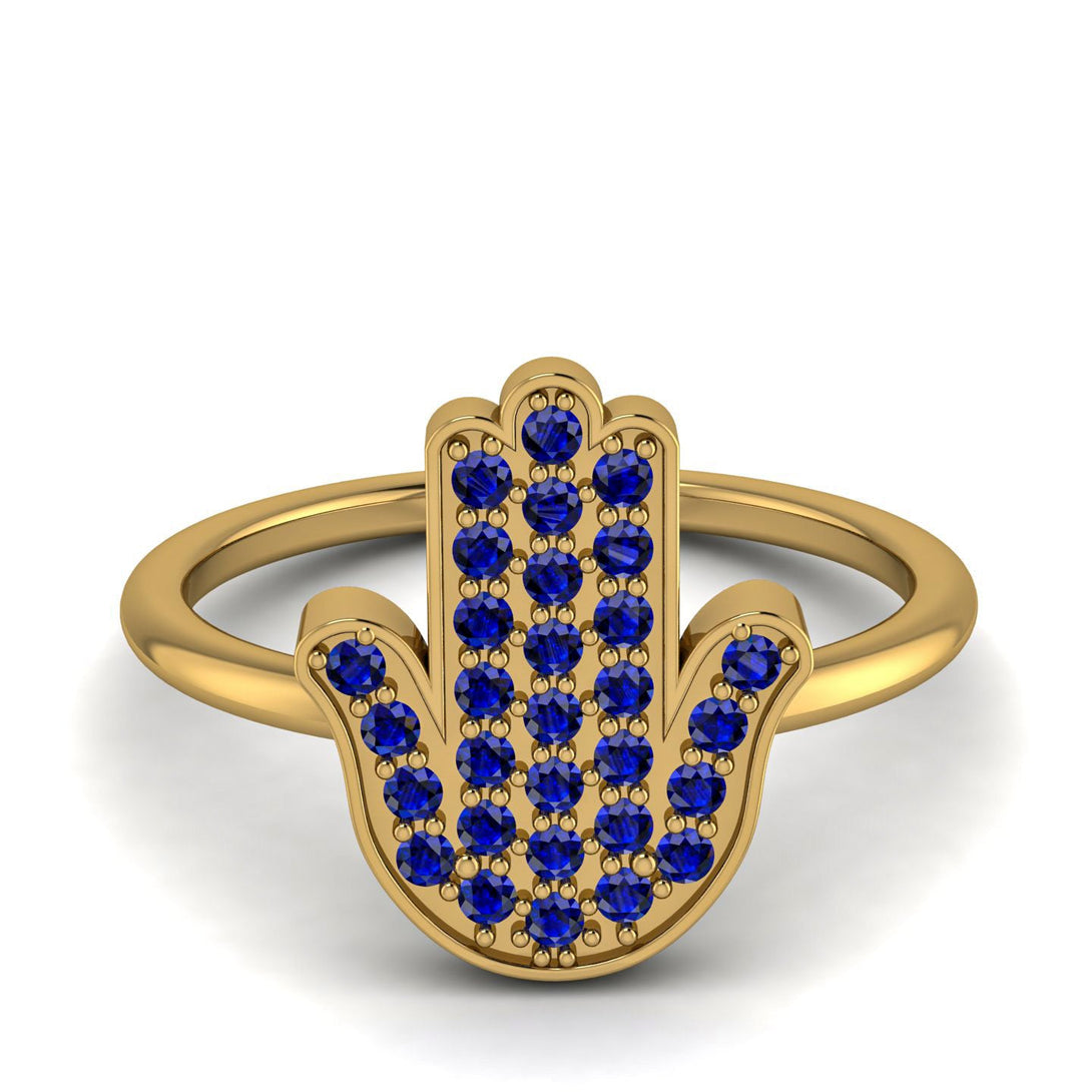 Sapphire Pave Hamsah Ring - Maeve No. 13