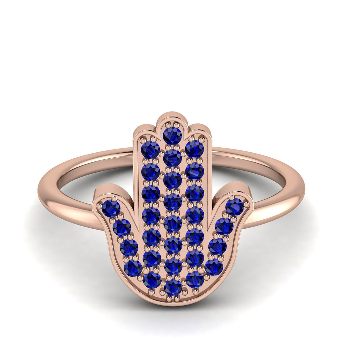 Sapphire Pave Hamsah Ring - Maeve No. 14