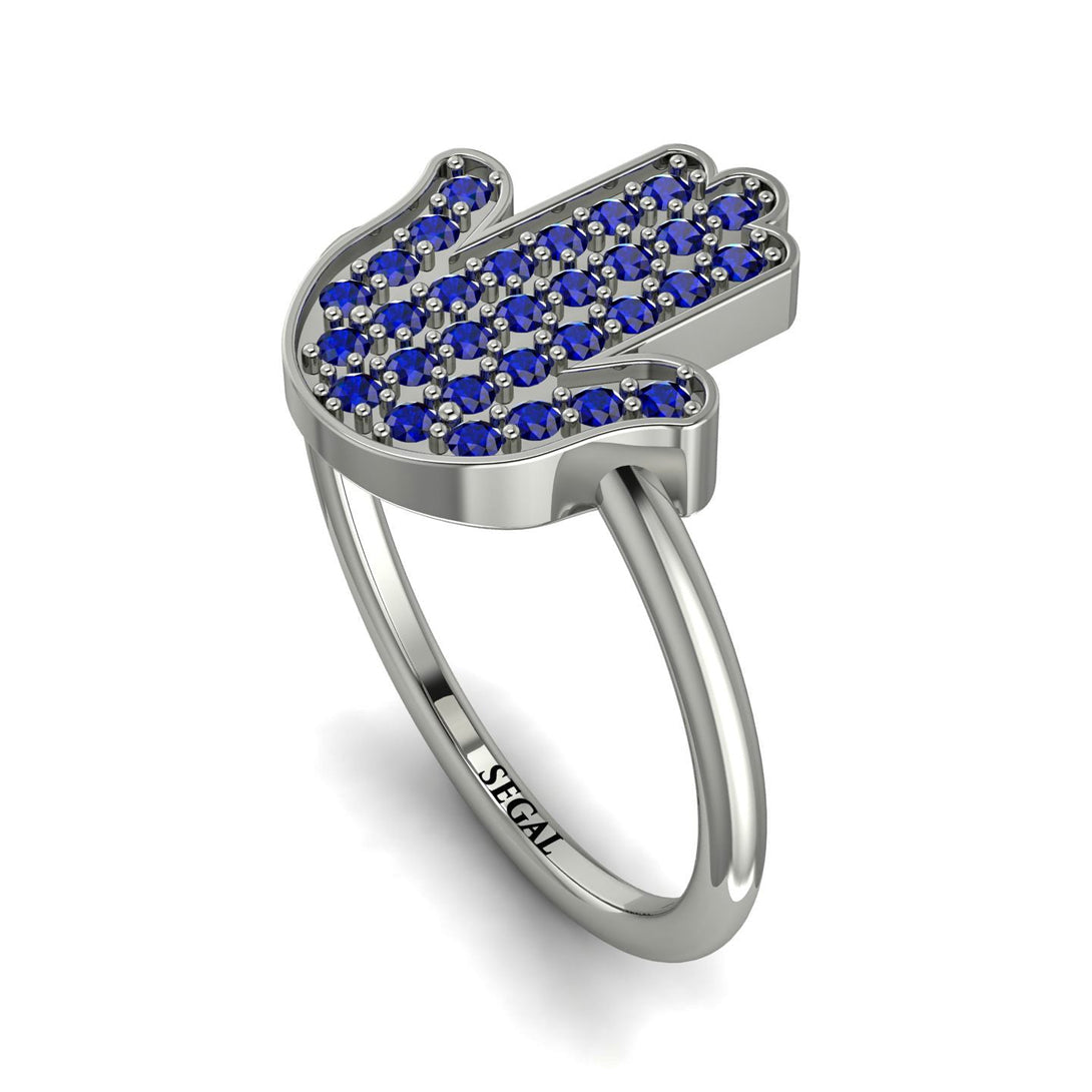 Sapphire Pave Hamsah Ring - Maeve No. 15