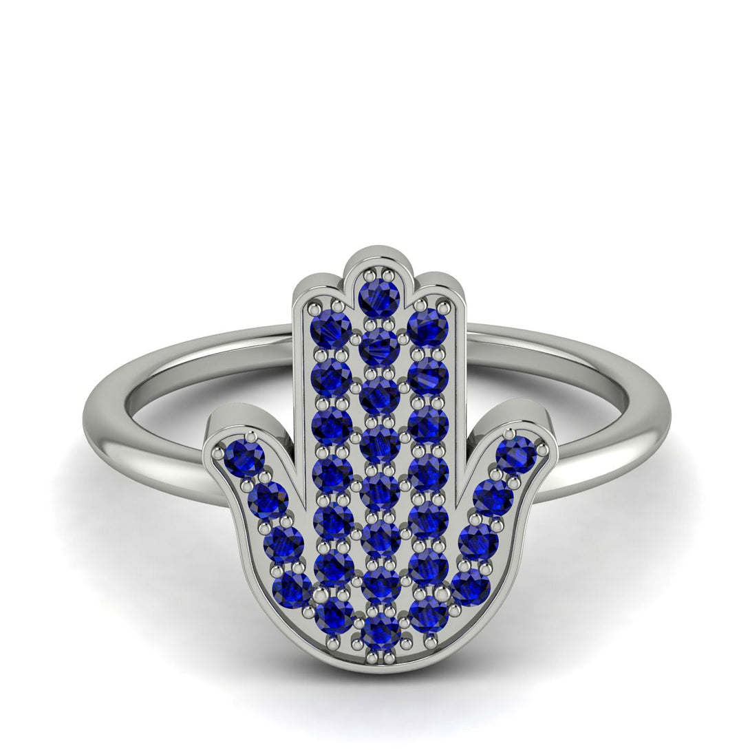 Sapphire Pave Hamsah Ring - Maeve No. 15
