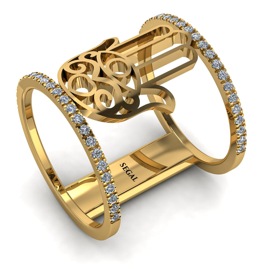 Unique Diamond Hamsah Ring - Raven No. 1