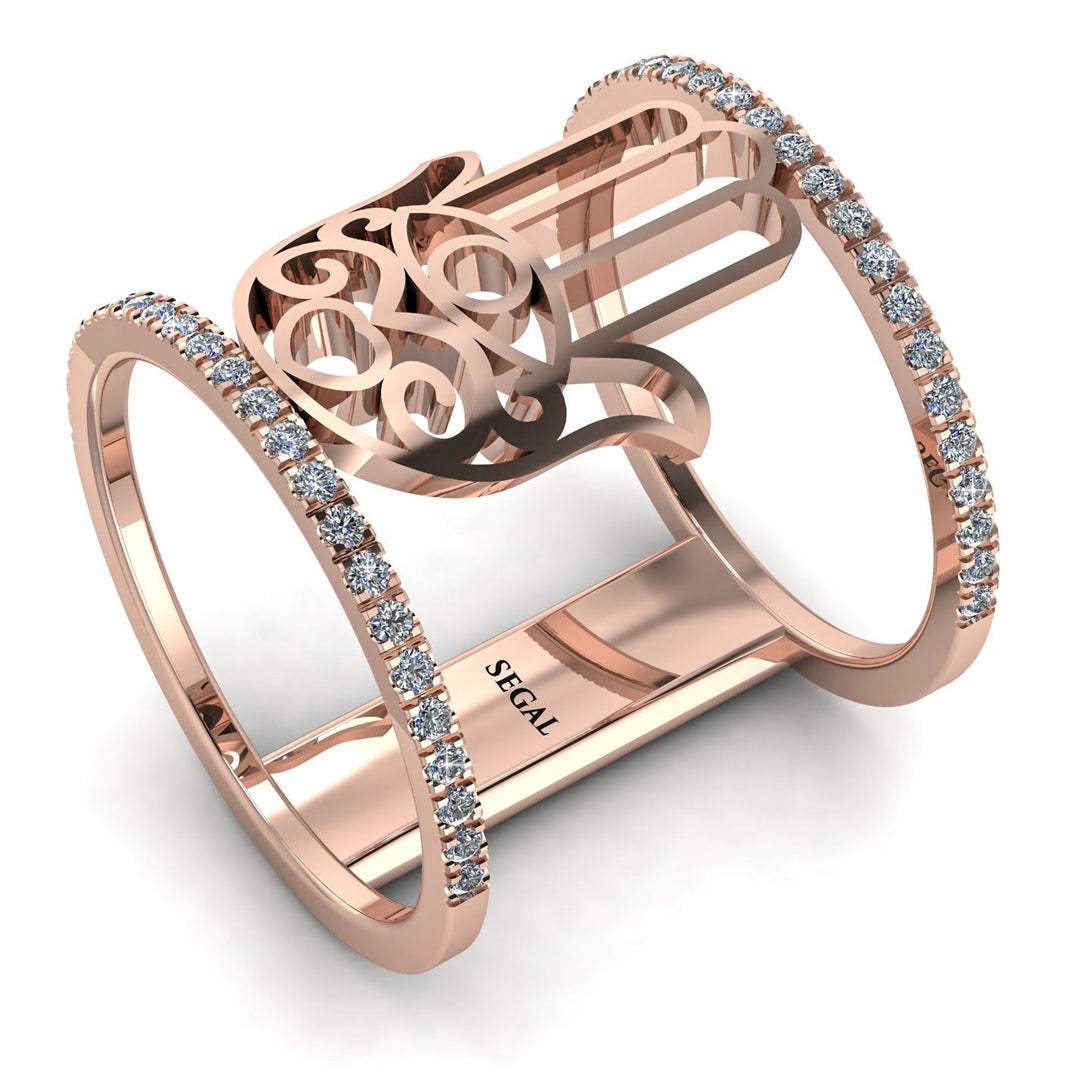 Unique Diamond Hamsah Ring - Raven No. 2