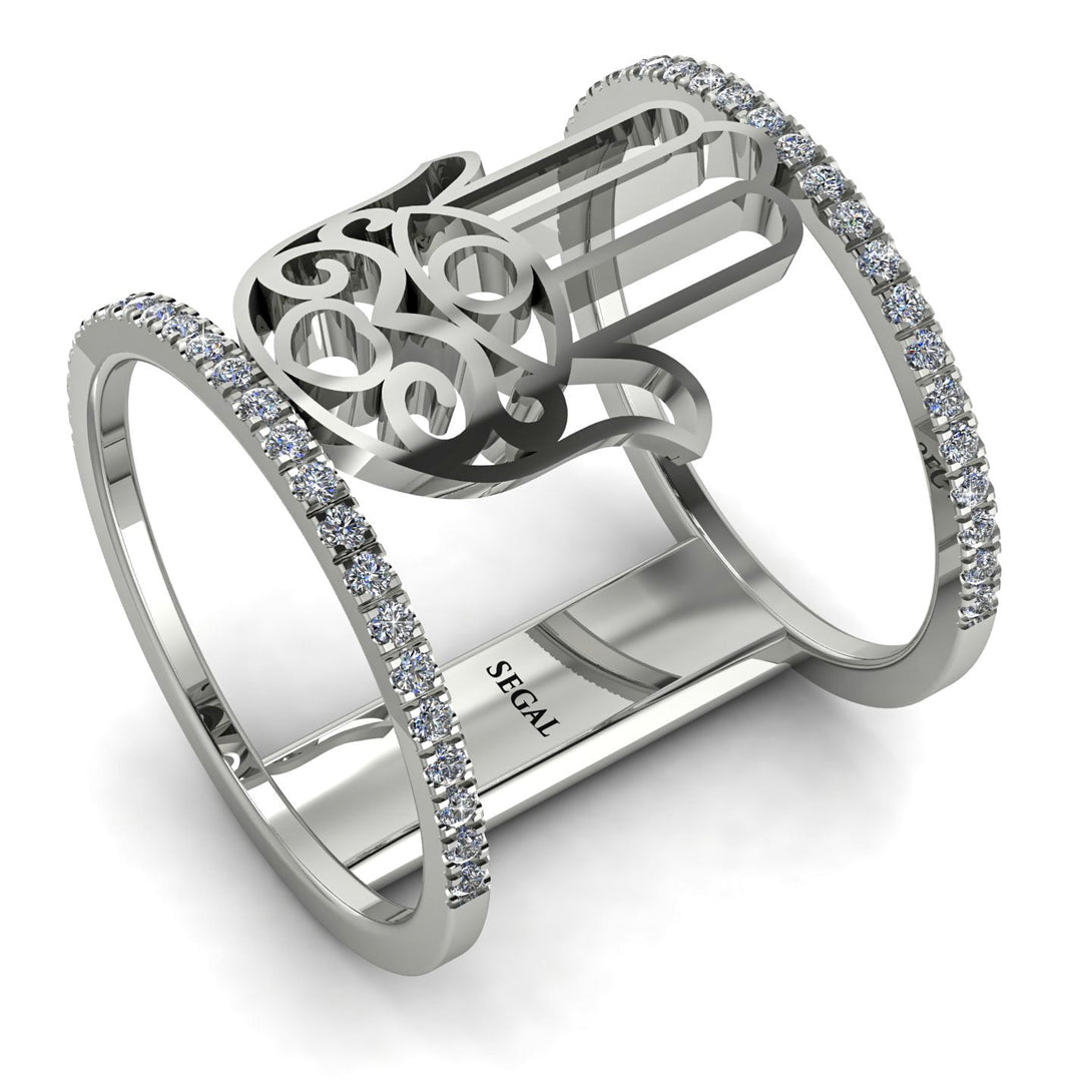Unique Diamond Hamsah Ring - Raven No. 3
