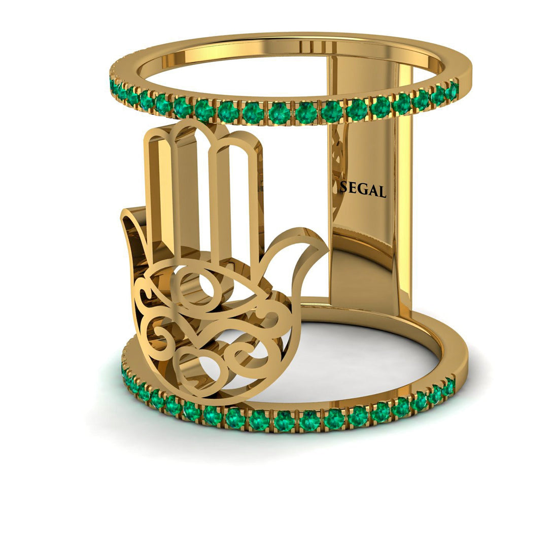 Unique Emerald Hamsah Ring - Raven No. 4