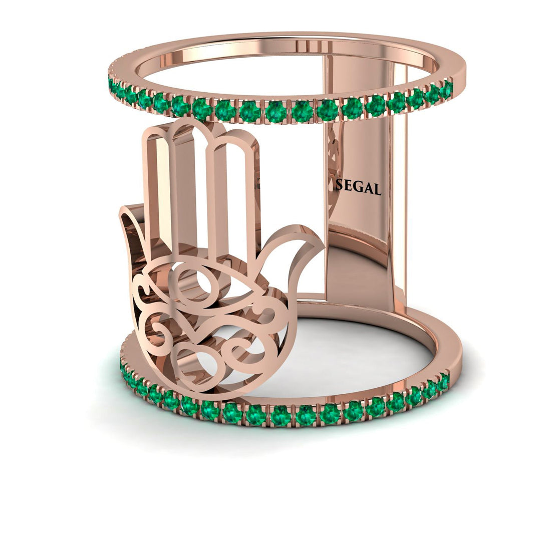 Unique Emerald Hamsah Ring - Raven No. 5