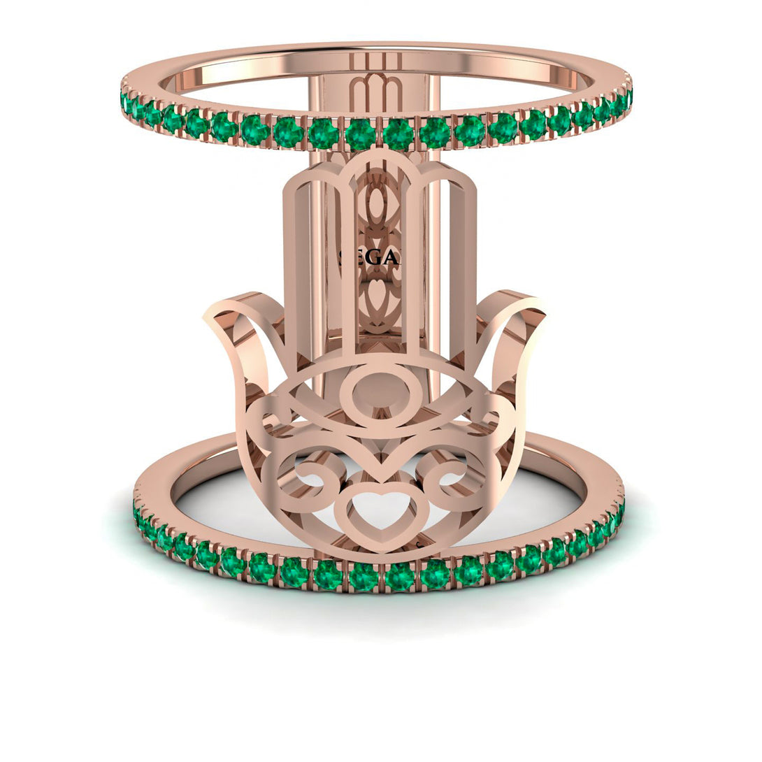 Unique Emerald Hamsah Ring - Raven No. 5