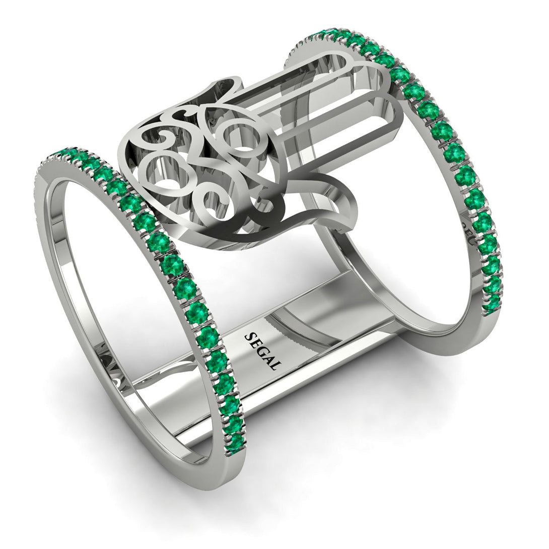 Unique Emerald Hamsah Ring - Raven No. 6