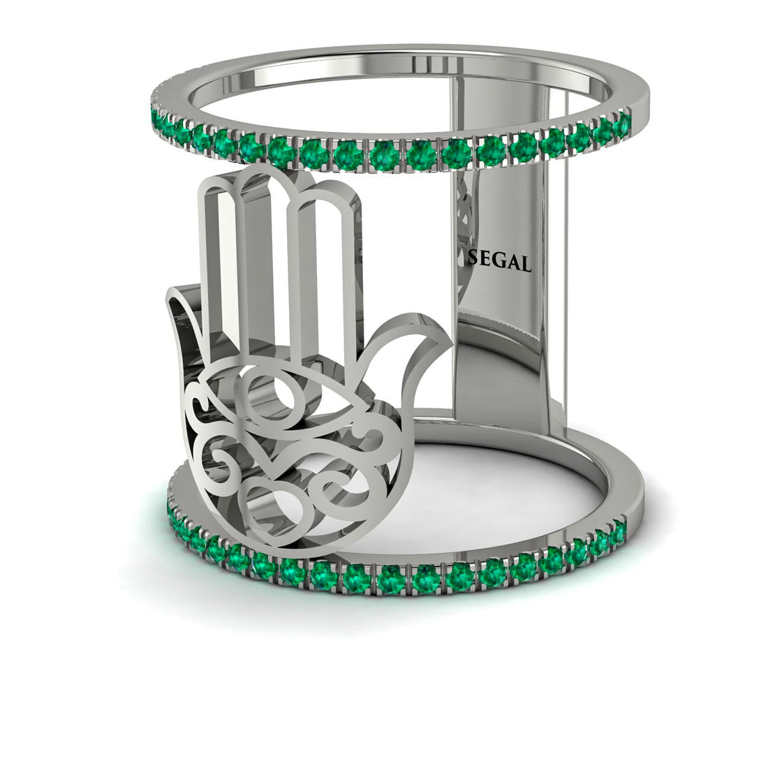 Unique Emerald Hamsah Ring - Raven No. 6