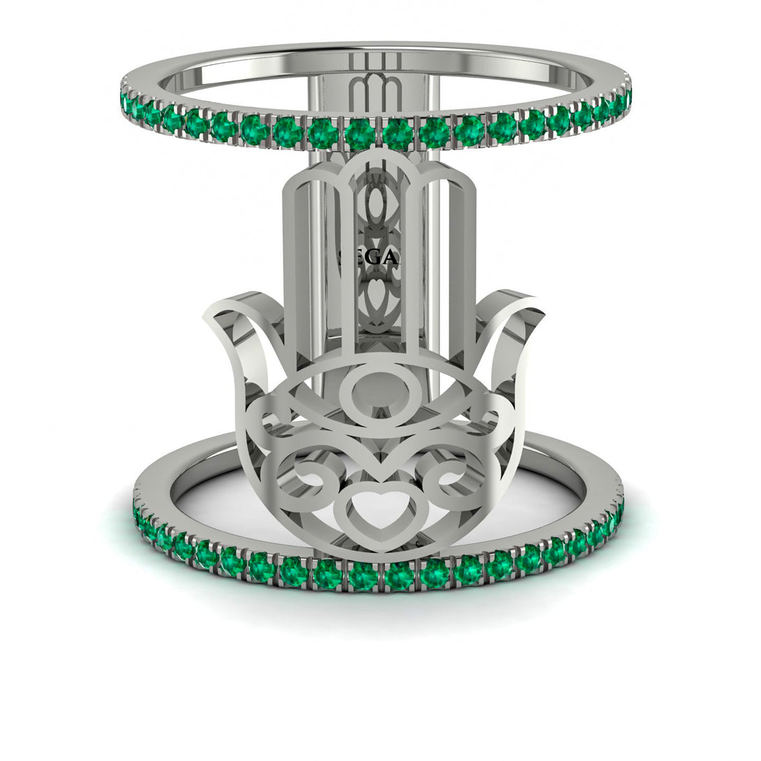 Unique Emerald Hamsah Ring - Raven No. 6