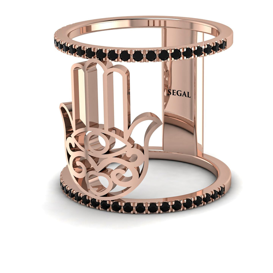 Unique Black Diamond Hamsah Ring - Raven No. 8