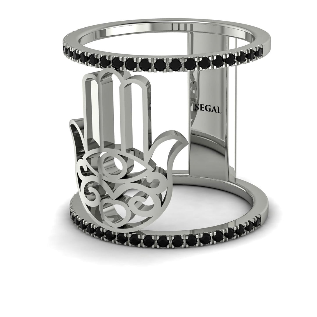 Unique Black Diamond Hamsah Ring - Raven No. 9