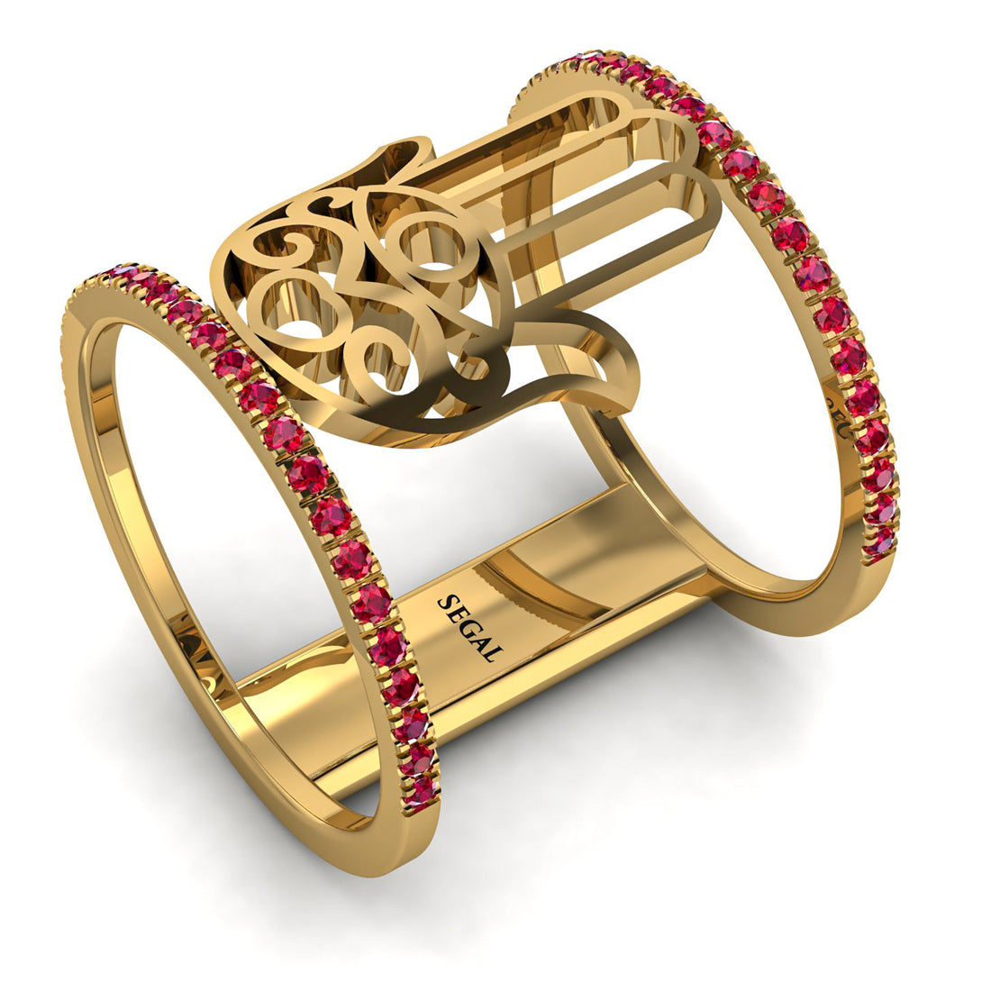 Unique Ruby Hamsah Ring - Raven No. 10