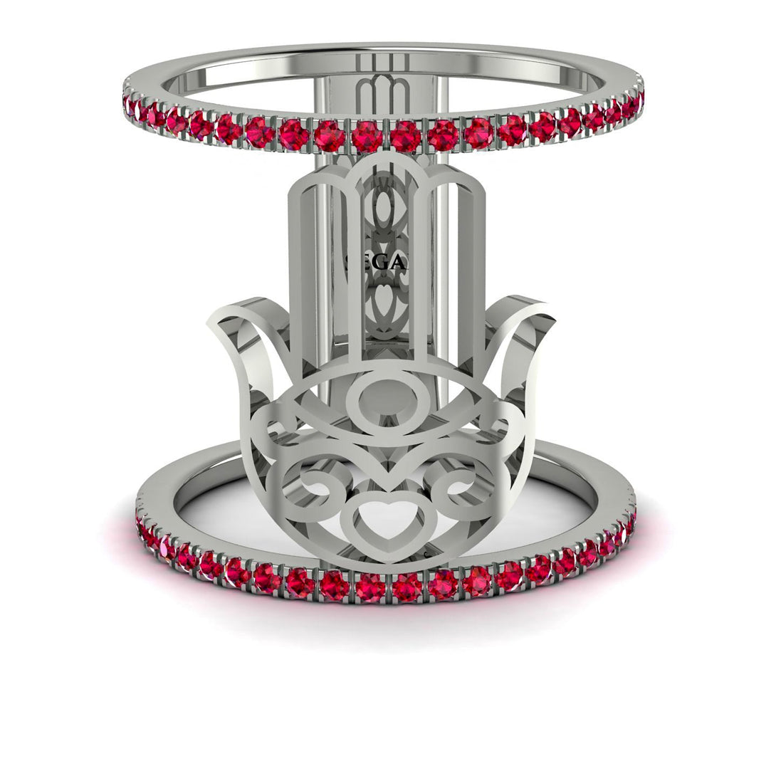 Unique Ruby Hamsah Ring - Raven No. 12