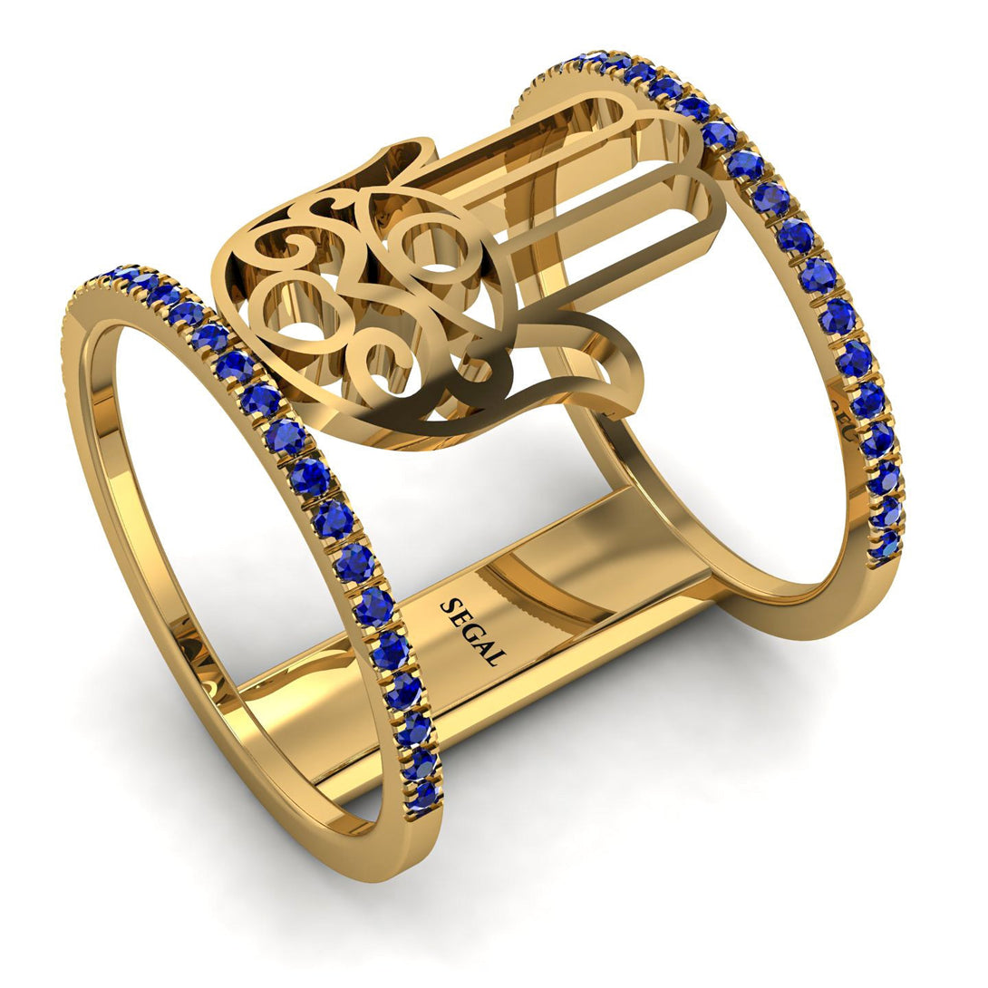 Unique Sapphire Hamsah Ring - Raven No. 13