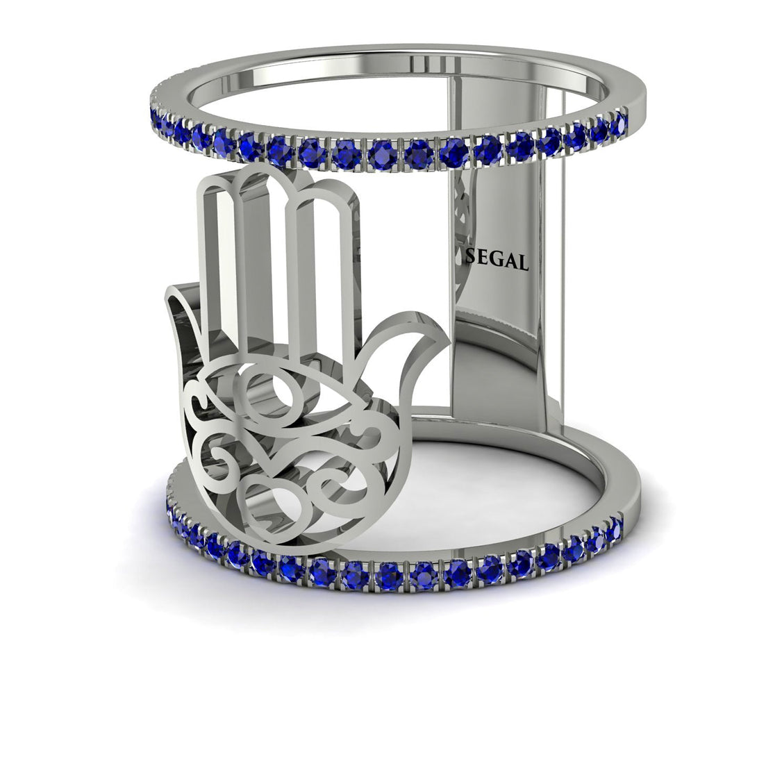 Unique Sapphire Hamsah Ring - Raven No. 15