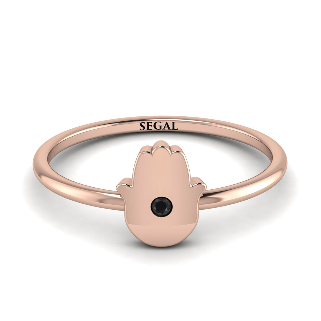 Minimalist Black Diamond Hamsah Ring - Linda No. 8