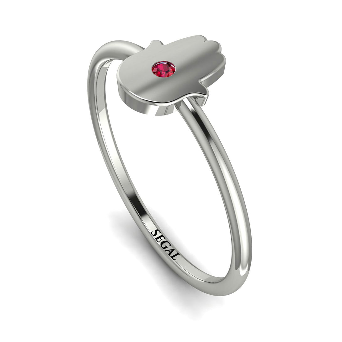 Minimalist Ruby Hamsah Ring - Linda No. 12